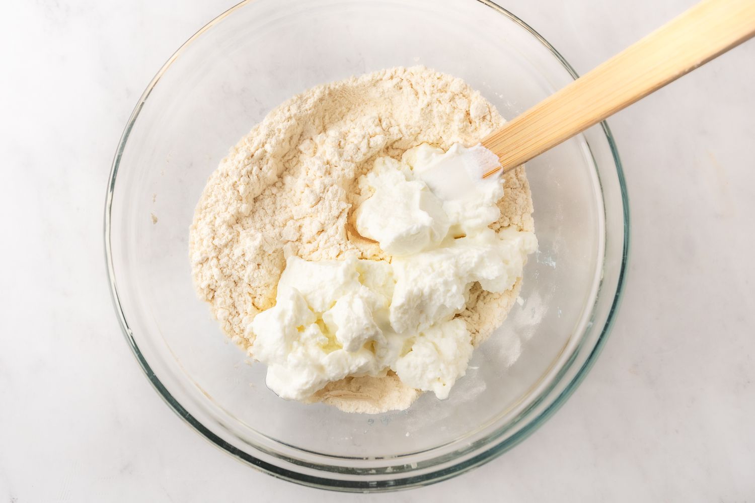 bowl with 3-ingredient pizza dough ingredients