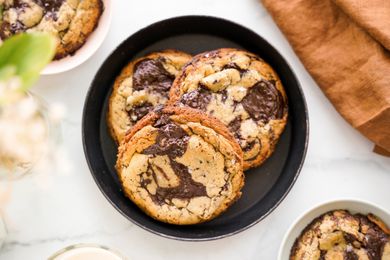 Tahini Chocolate chip cookies on plate