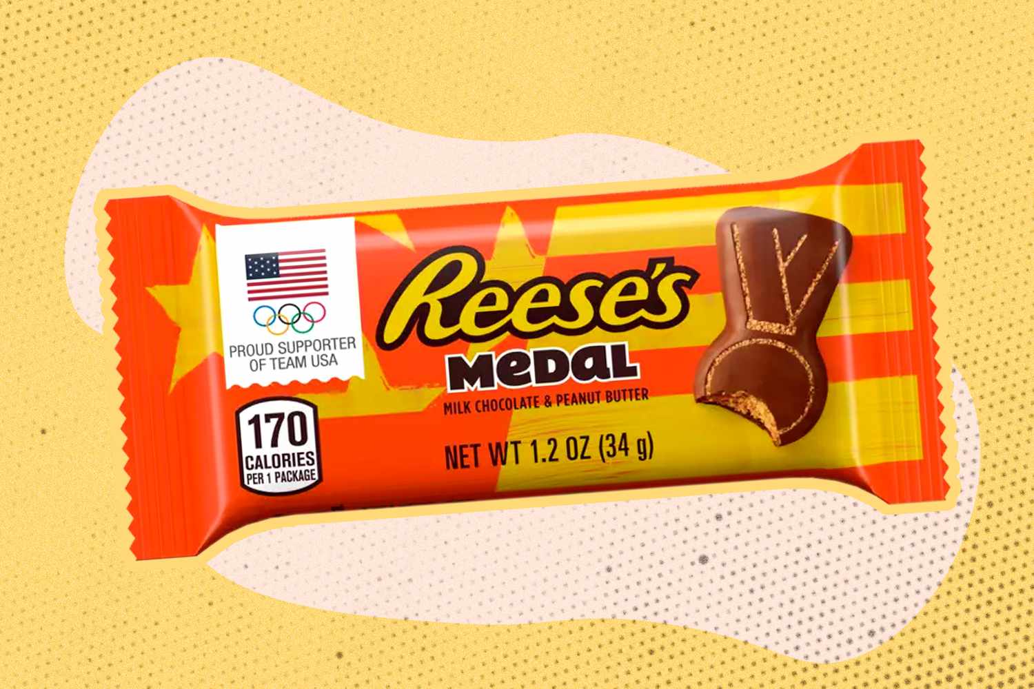 Reese's Medal package over a colorful background