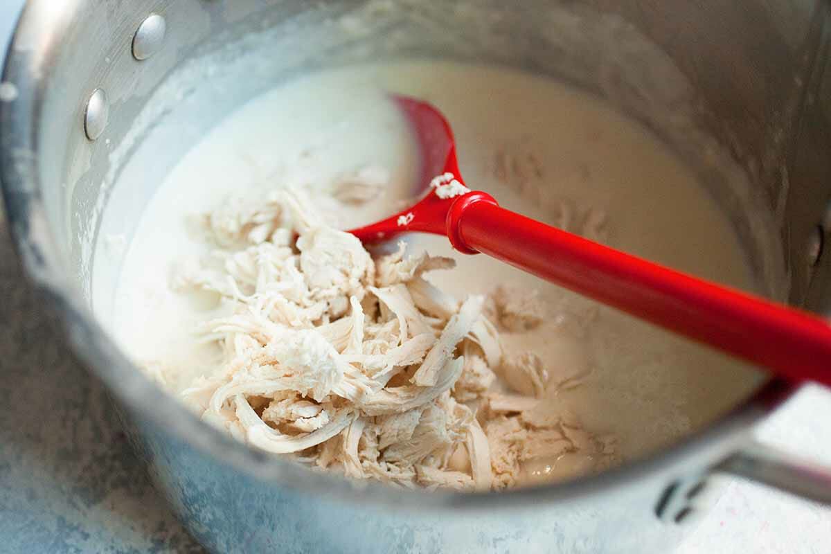 Mac and Cheese with Chicken add the chicken to the sauce