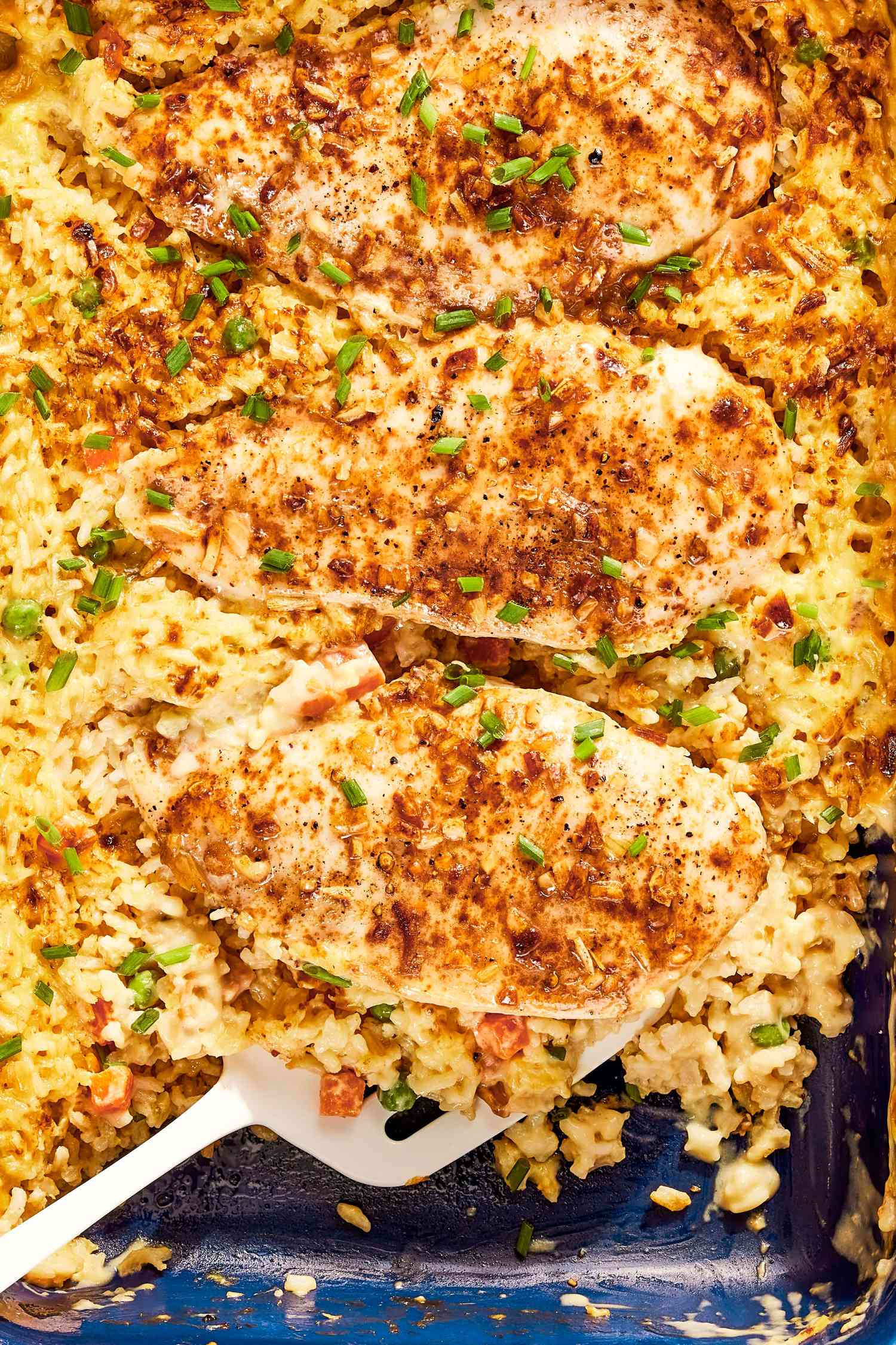 no-peek chicken in a casserole dish