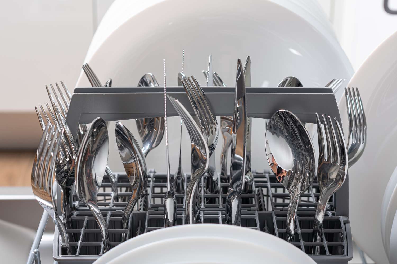 Utensils in a dishwasher