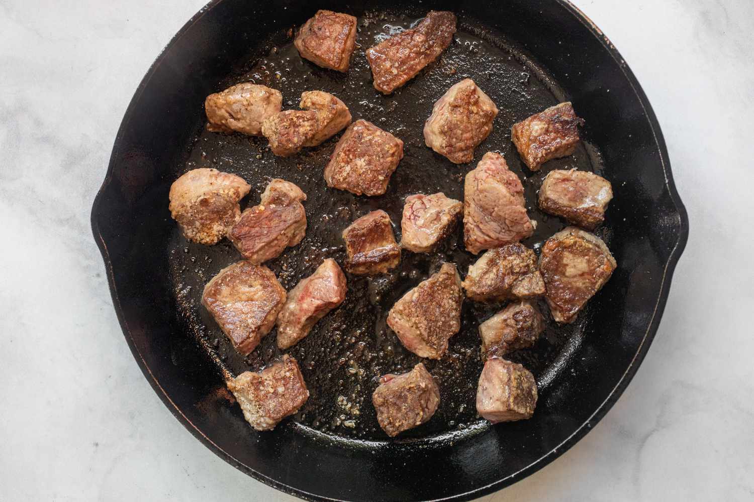 Beef Seared on Caste Iron Skillet