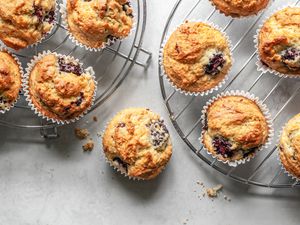 Blackberry Muffins on a Cooling Rack