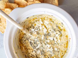 Mediterranean spinach feta dip in the slow cooker