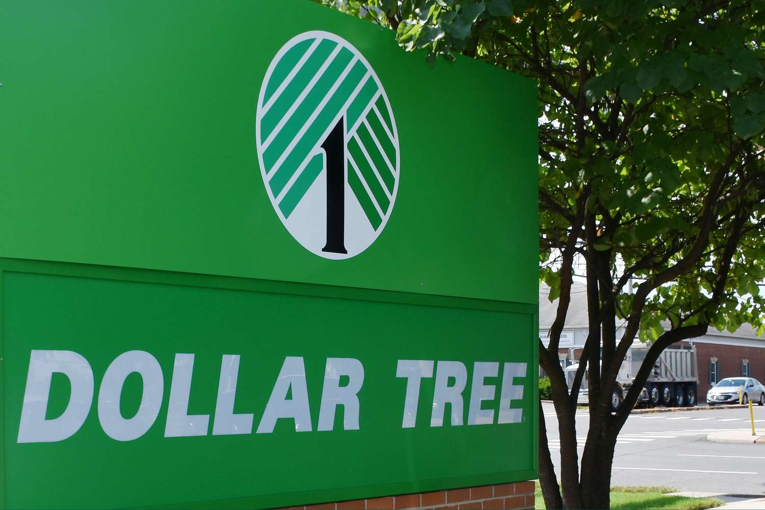 Dollar Tree signage outside a store in a parking lot setting