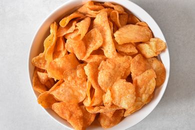 Bowl of barbecueflavored potato chips