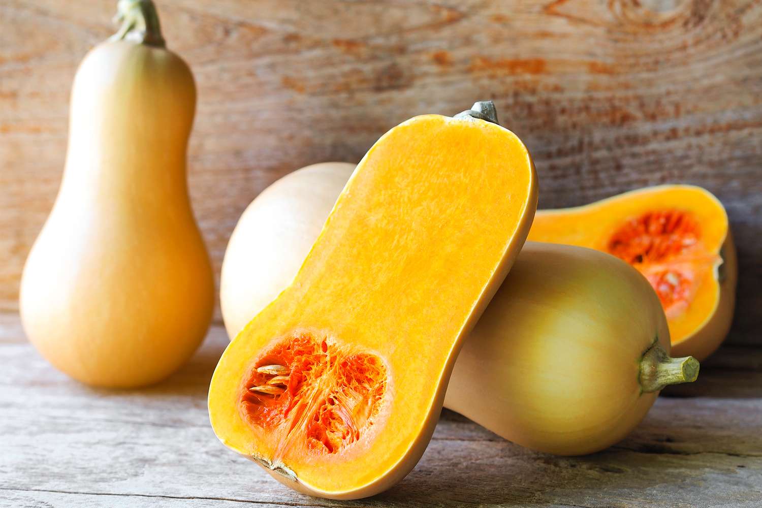 Butternut squash cut in half