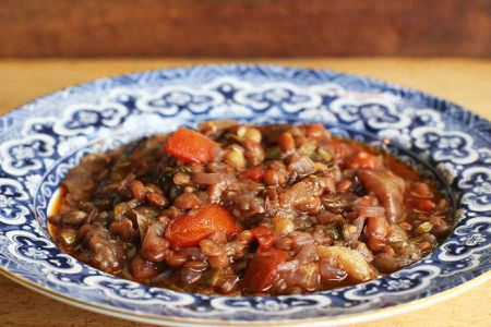 Eggplant Lentil Stew with Pomegranate Molasses