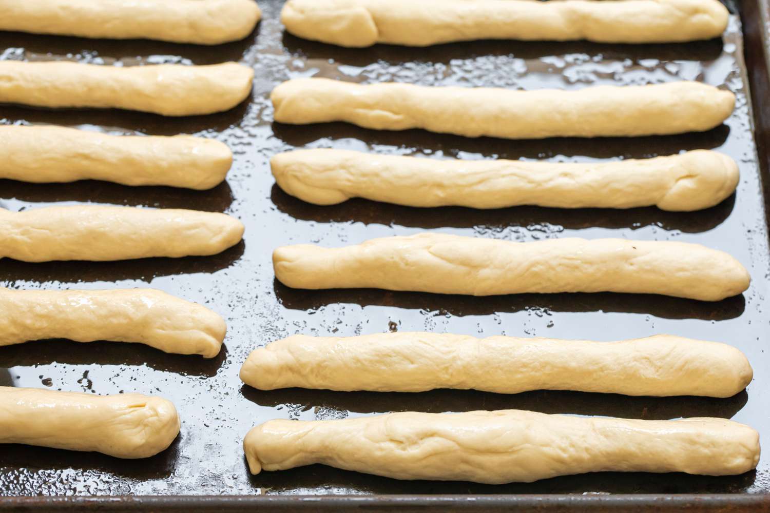 Breadsticks on Greased Pan 