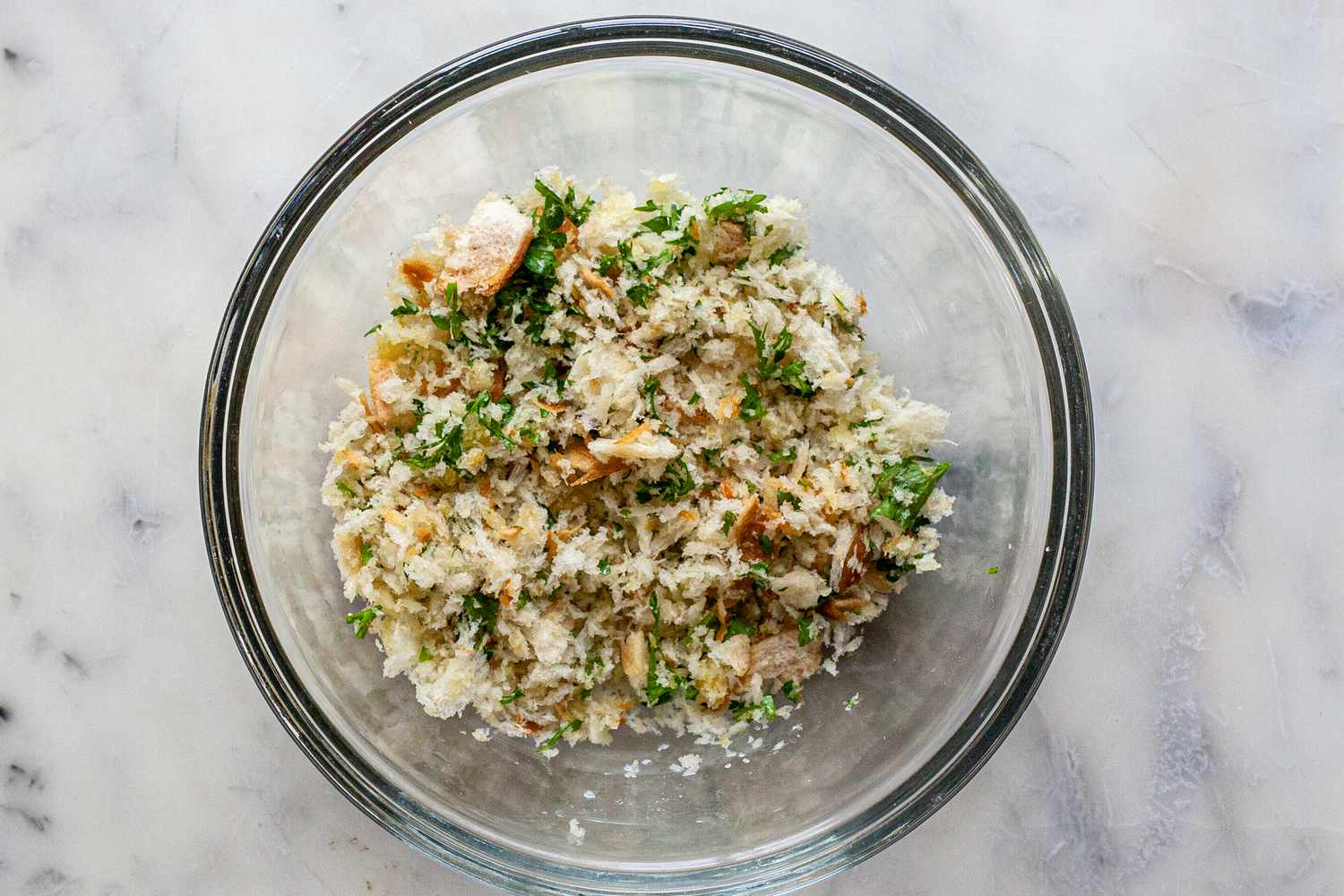 Breadcrumbs and parsley tossed in olive oil.