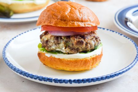 Blue Cheese Burger on a Plate
