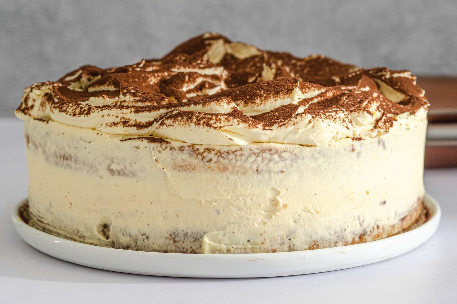 Decorated tiramisu cake. 