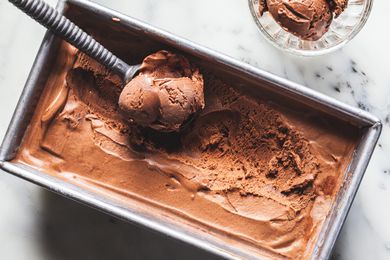 Freezing mexican hot chocolate recipe in a loaf pan for ice cream.