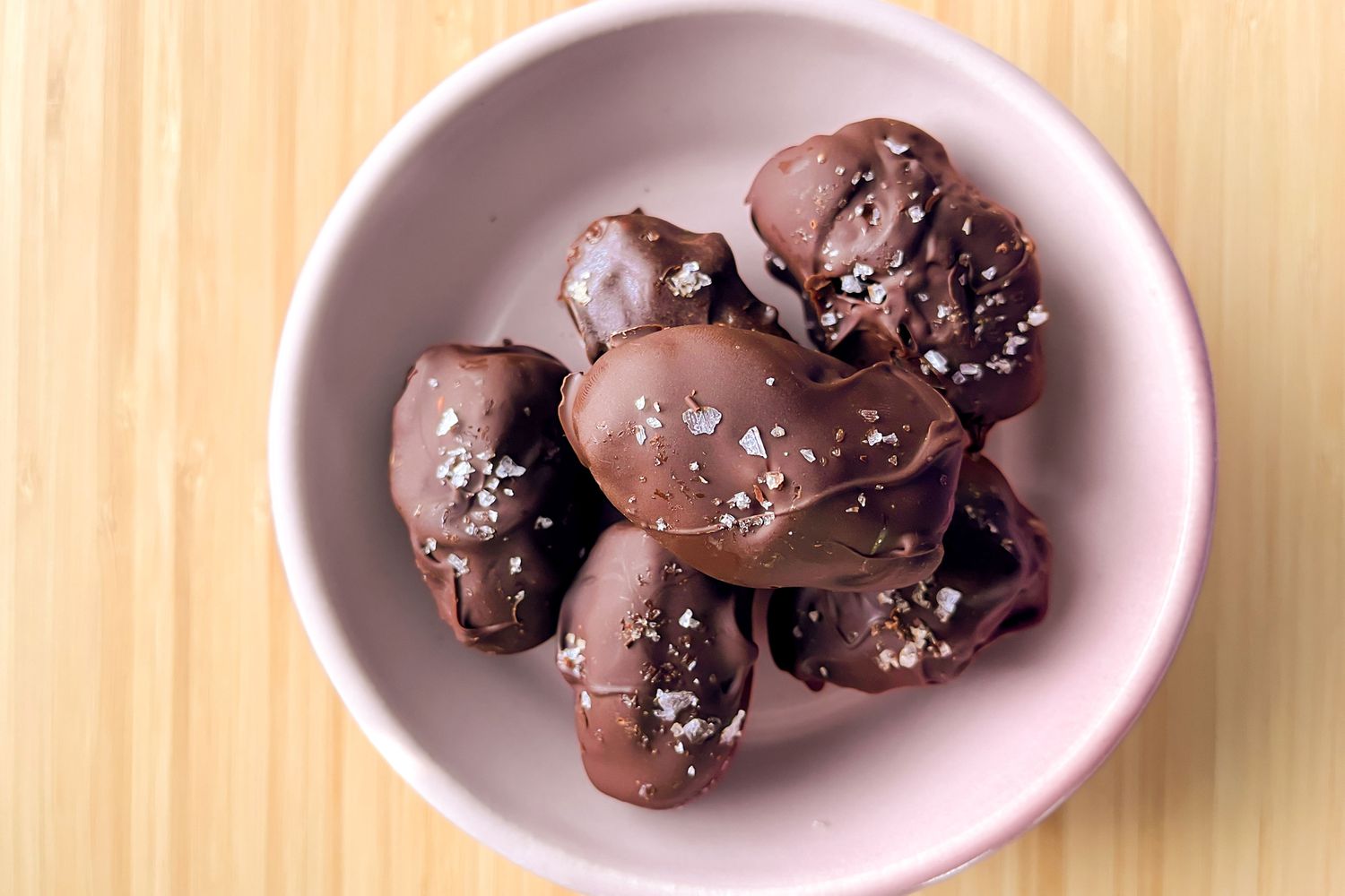 Tahini-Chocolate Dates in a small bowl