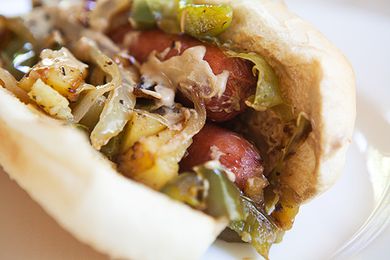 A classic New Jersey Italian Hot Dog