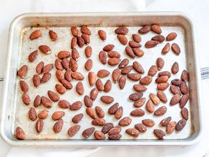 Toasted Almonds on a Baking Sheet