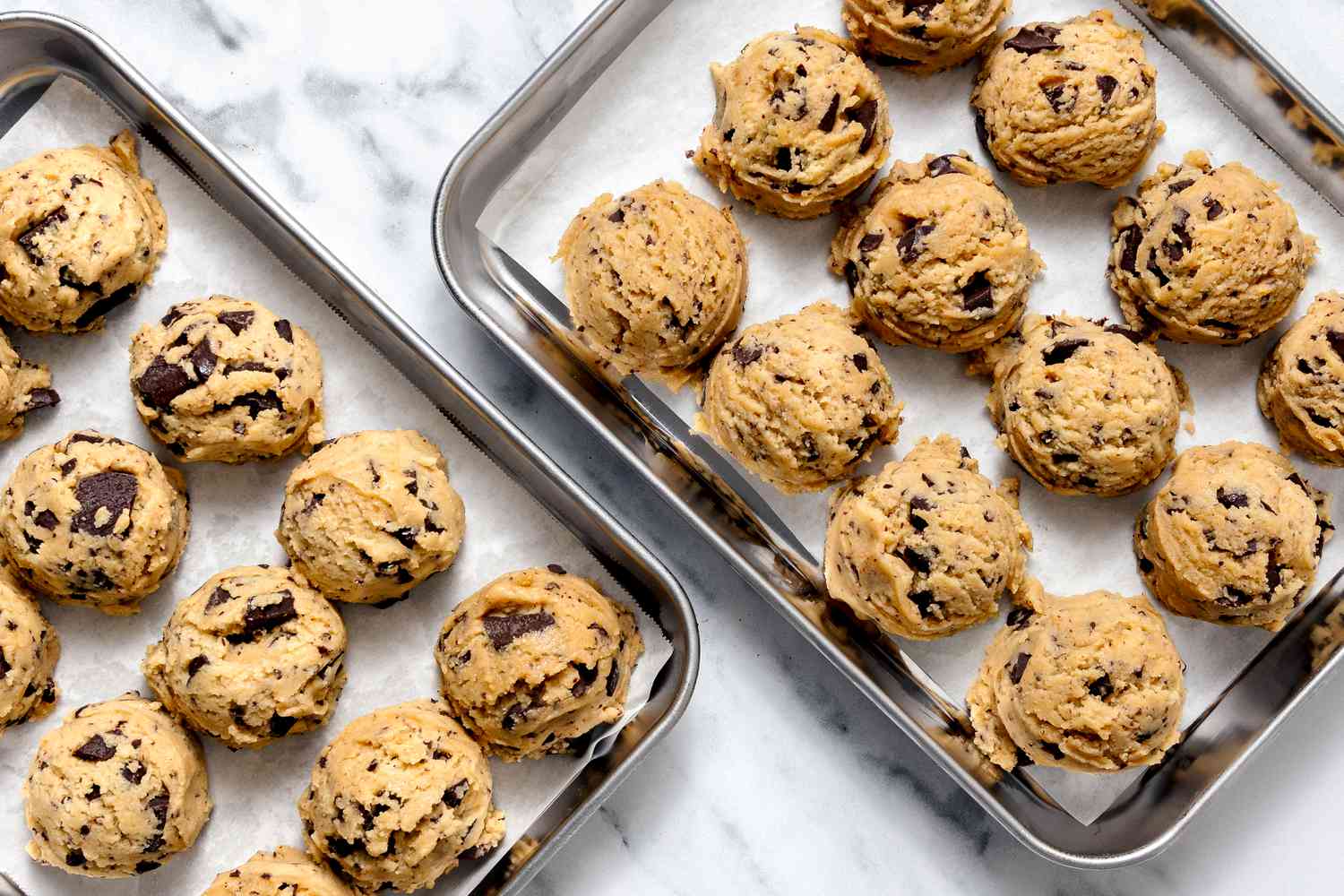 Cookie dough on sheet pans