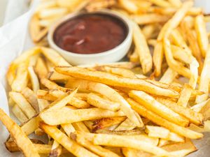 Homemade French Fries Served with Ketchup