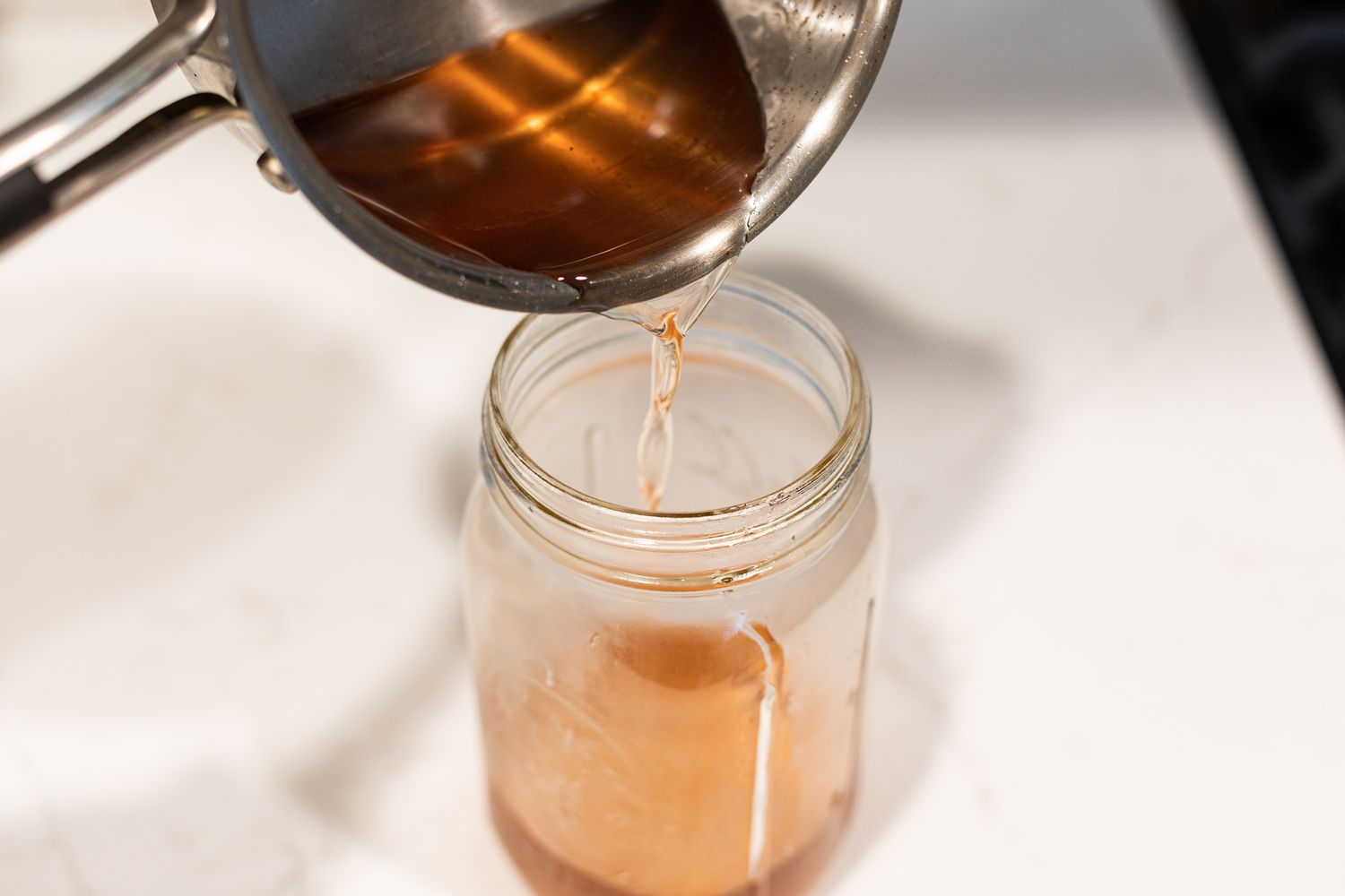 Cool and store apple core simple syrup