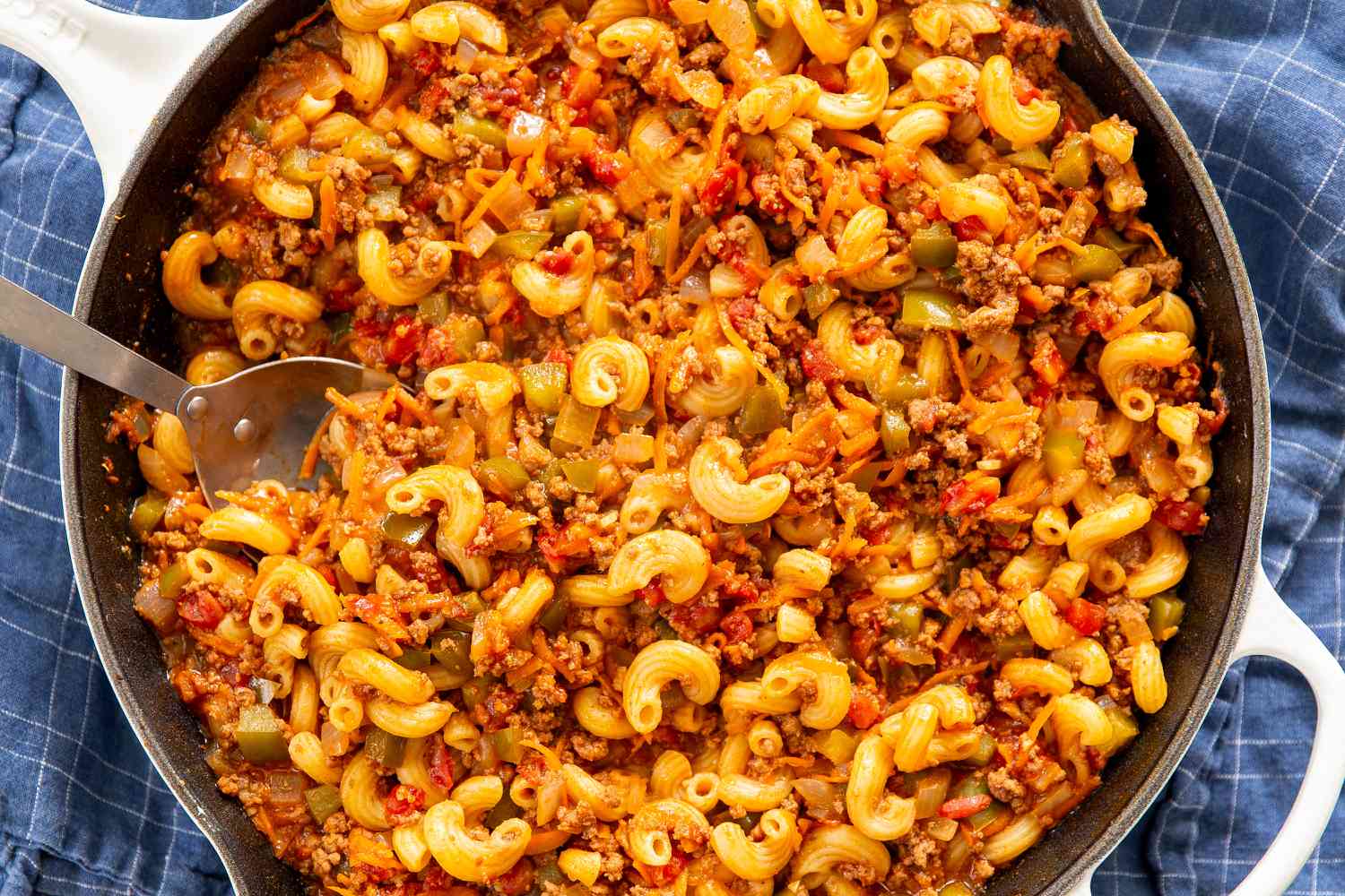 overhead view of Sloppy Joe Skillet Dinner
