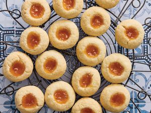 Maureen Abood's Apricot Gems cookies on a cooling rack