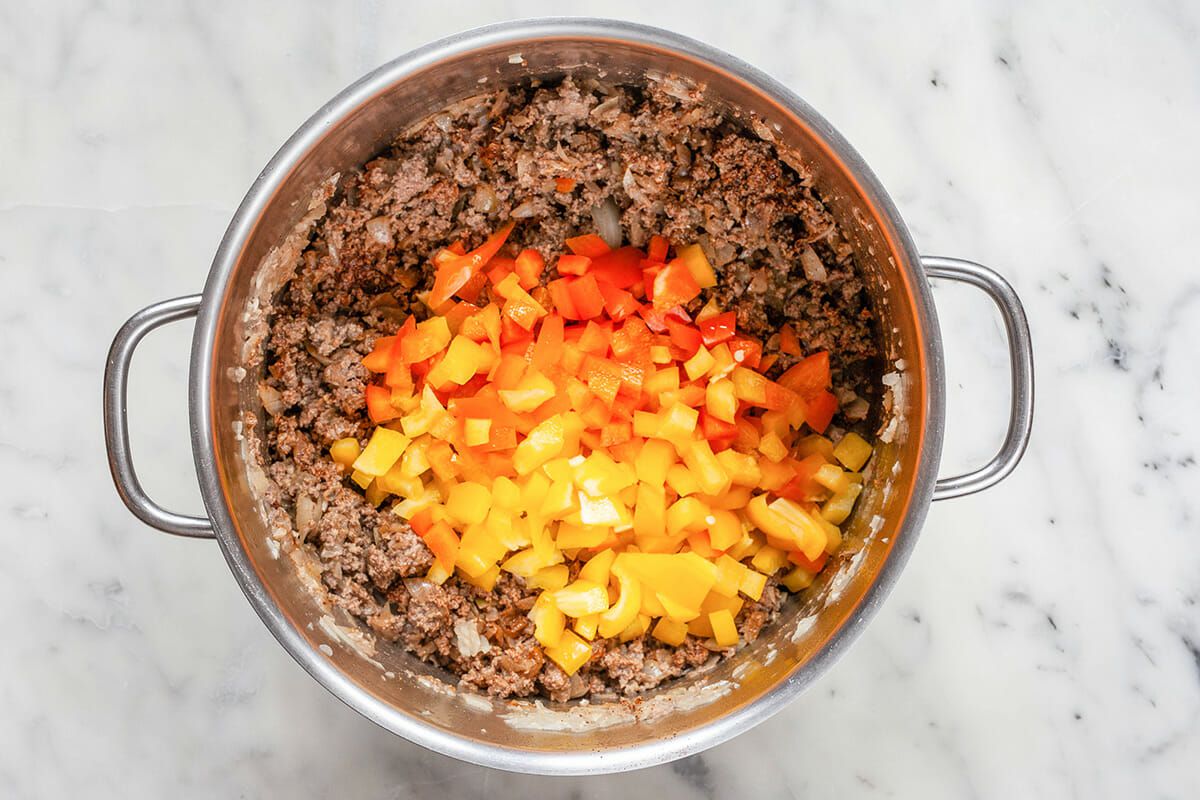 Best Beef Chili Recipe add the peppers