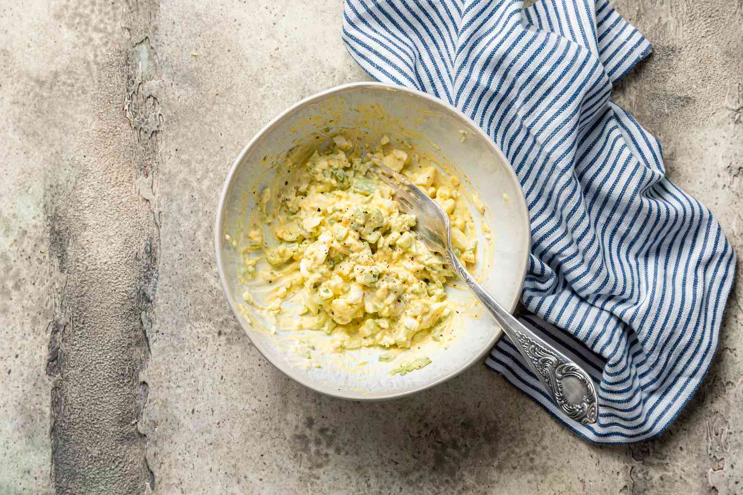 Egg Salad in a bowl, ready to put an egg salad Sandwich