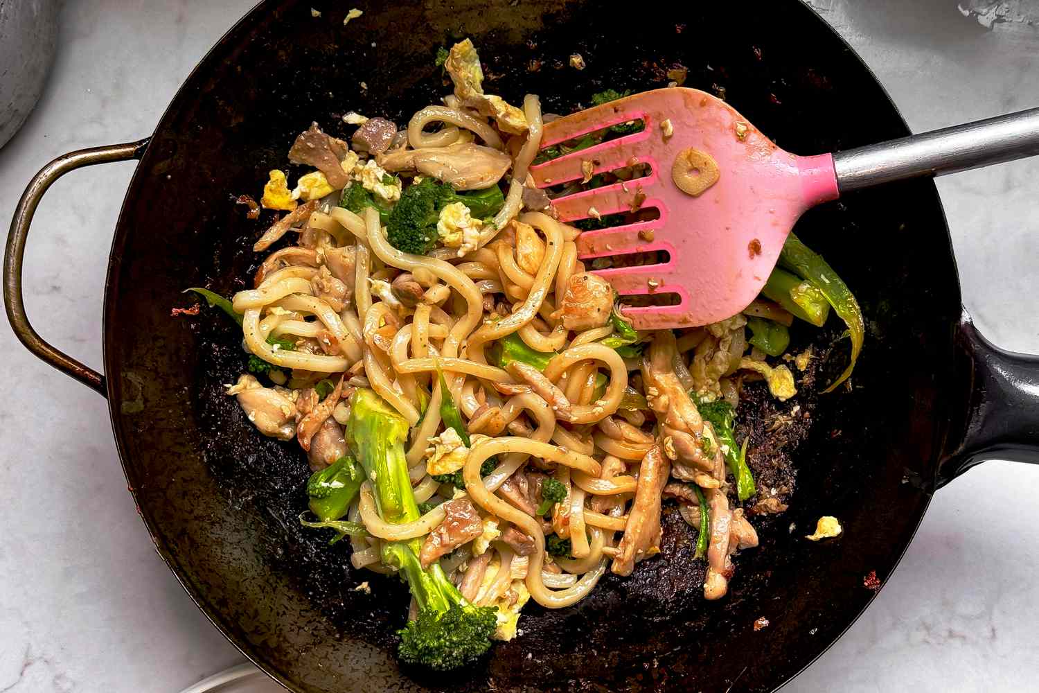 stir-fry in a wok