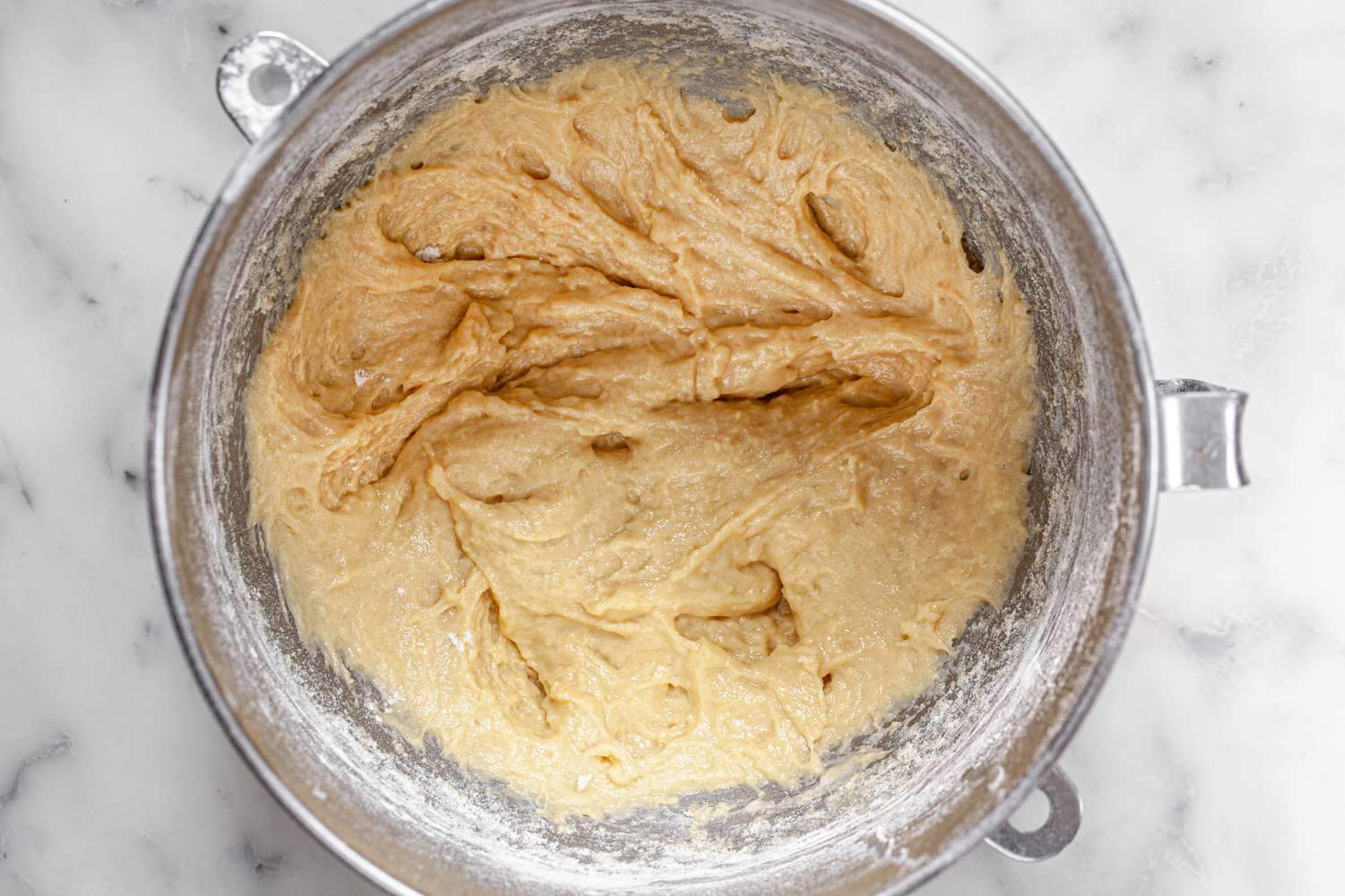 Brioche Sandwich Loaf after Flour Added to Mixing Bowl