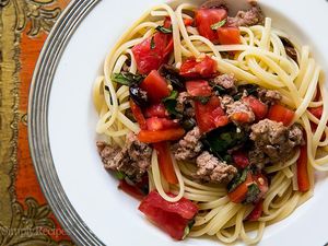 Pasta with Sausage Tomatoes Roasted Peppers