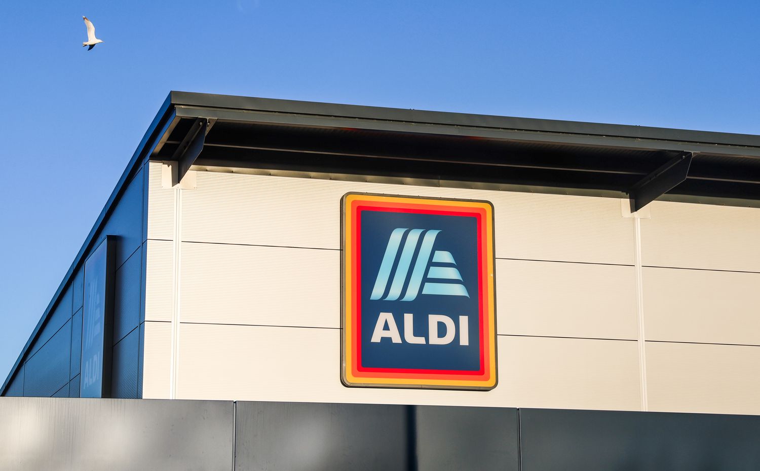 Aldi logo is displayed outside one of its stores