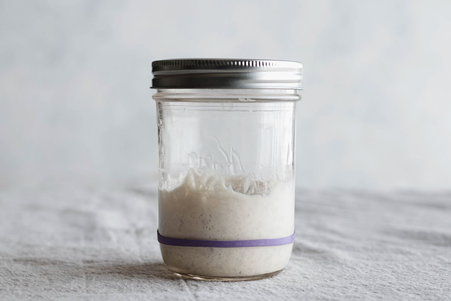 Simple sourdough starter in a mason jar.