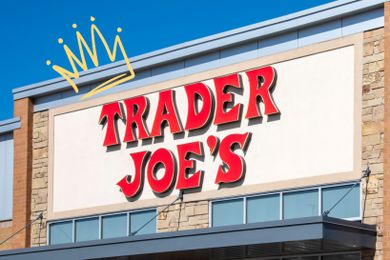 Trader Joe's sign with a crown illustration