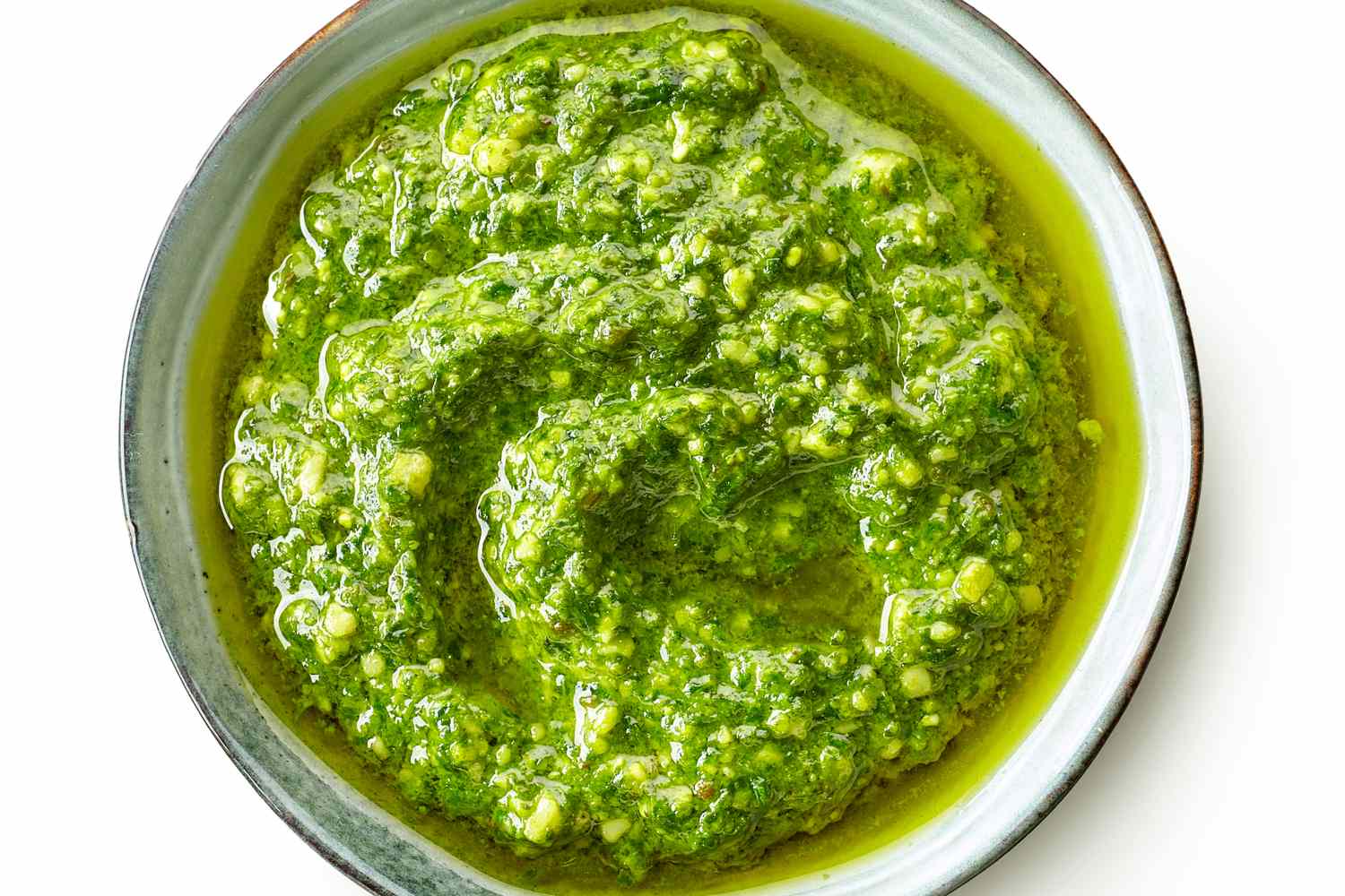 A bowl of pesto sauce