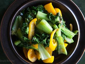 Baby Bok Choy with Yellow Bell Peppers