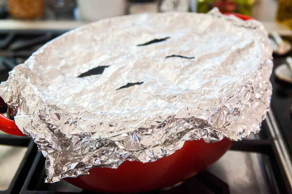 cover dutch oven with foil for panade