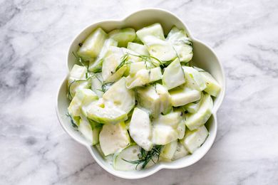 Bowl of Tzatziki (Cucumber Yogurt Salad) With Sprigs of Dill