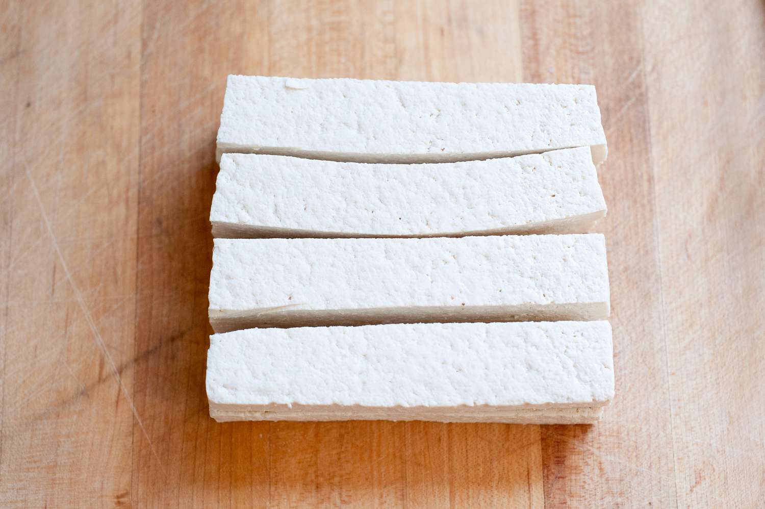 Tofu Cut into Four Blocks for Air Fryer Tofu Recipe