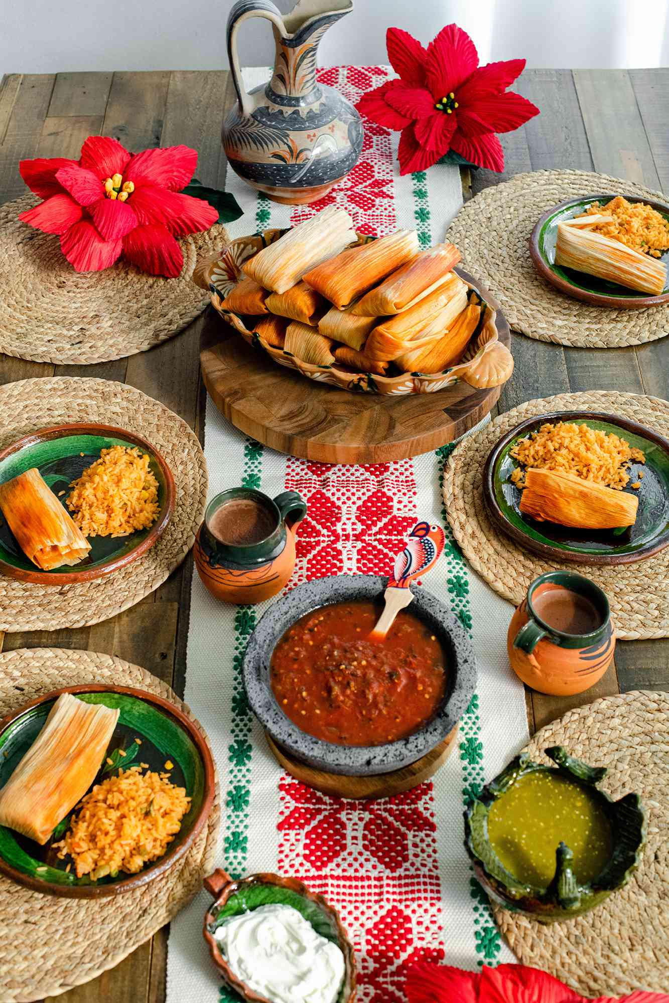 Tamales on a dinner table