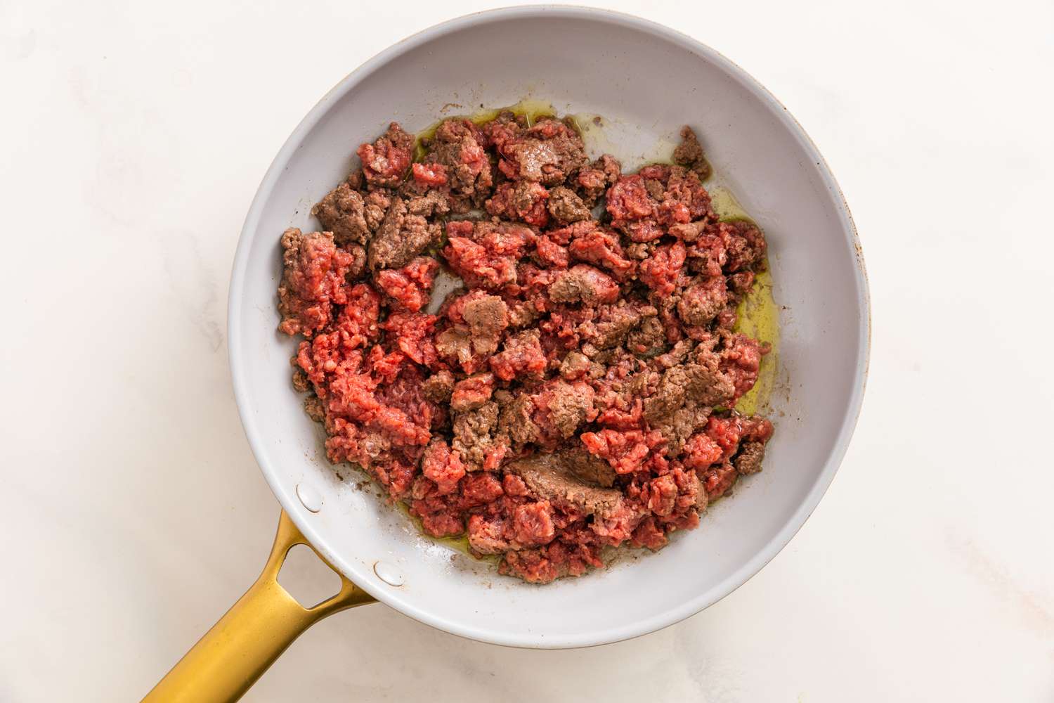 Ground Meat Cooking in a Skillet for Taco Salad Recipe