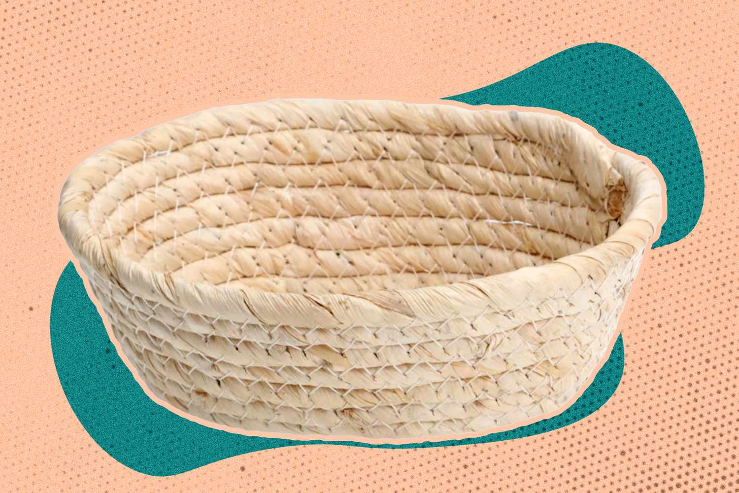 woven basket over a colorful background