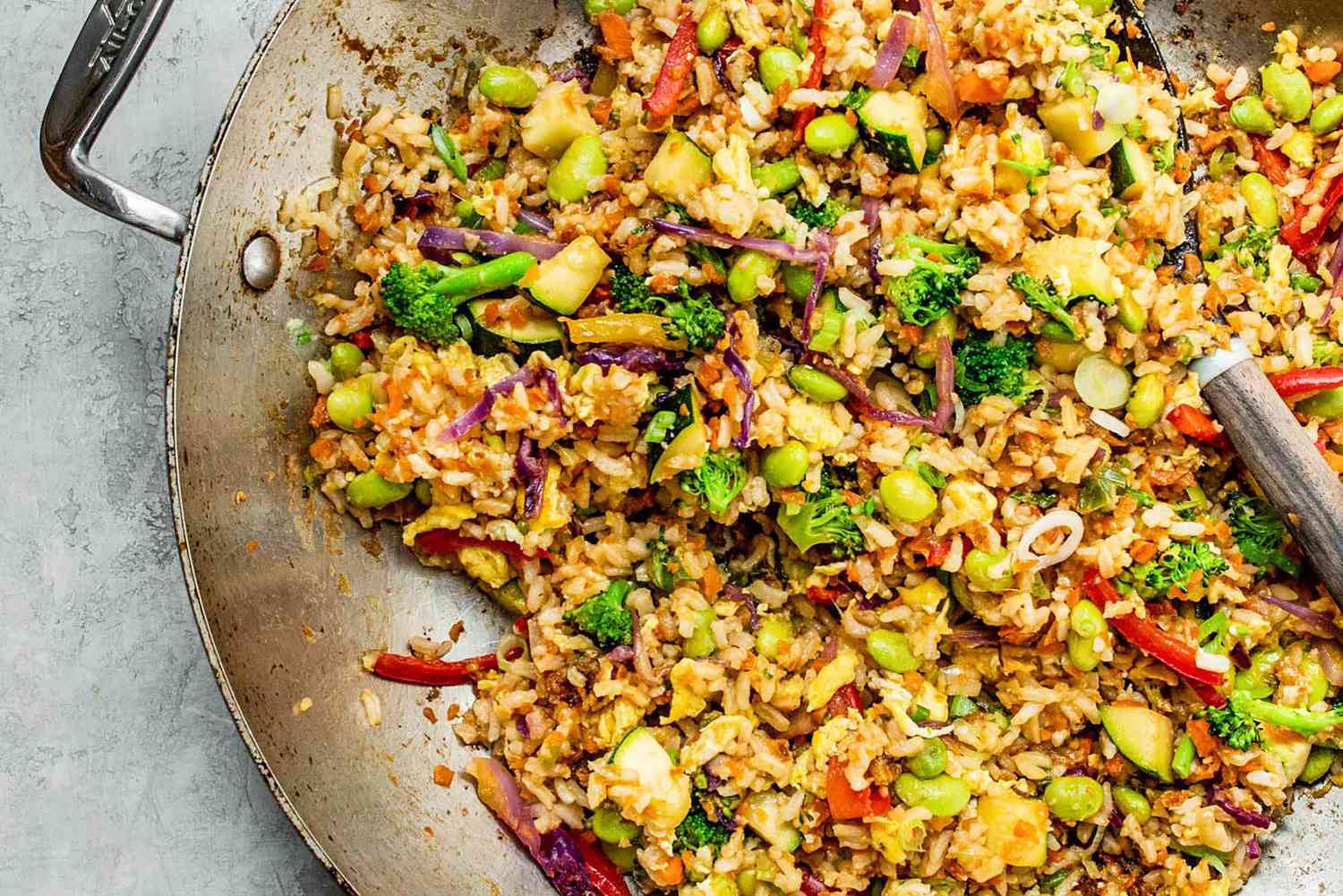 Easy Vegetable Fried Rice Recipe shown in a pan