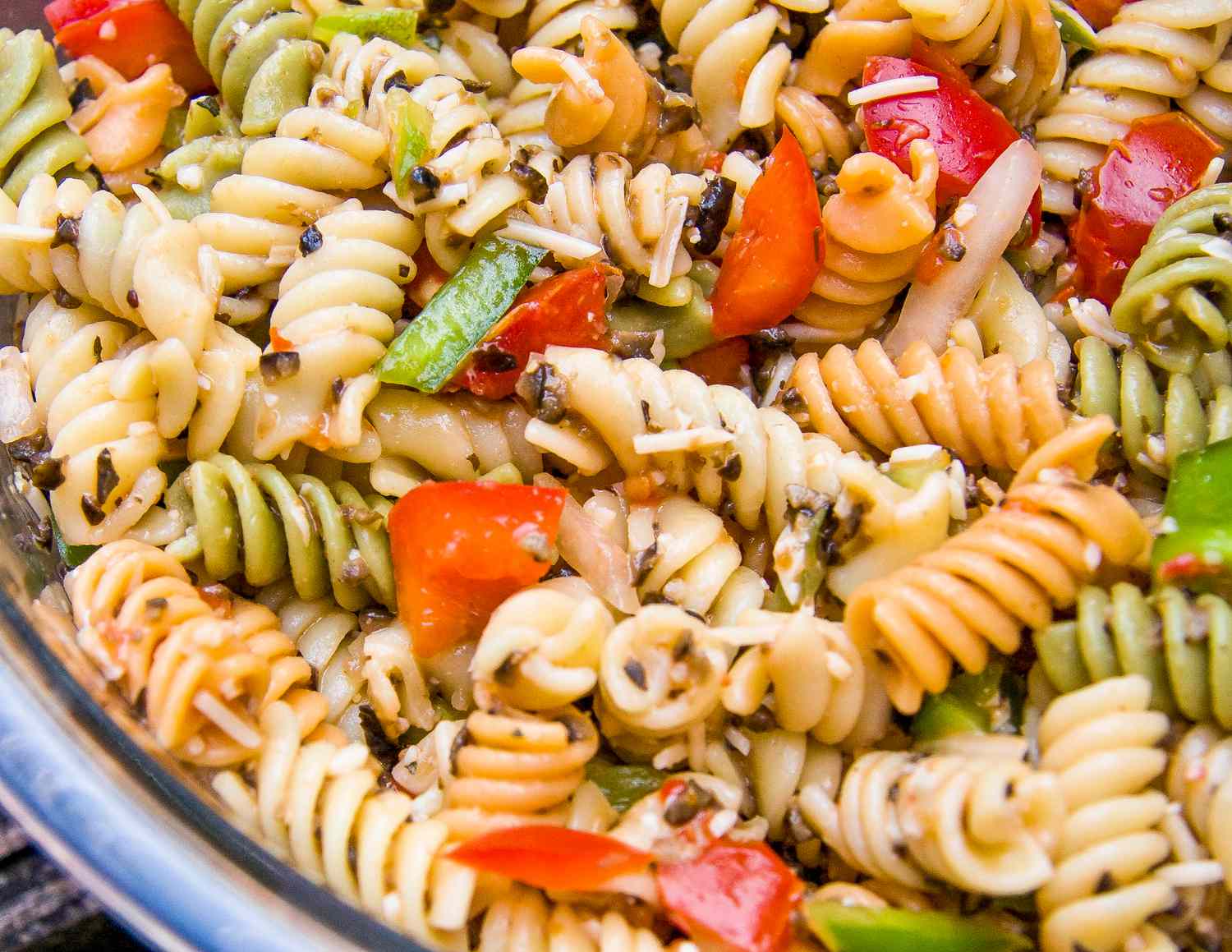Pasta salad with vegetables in a bowl
