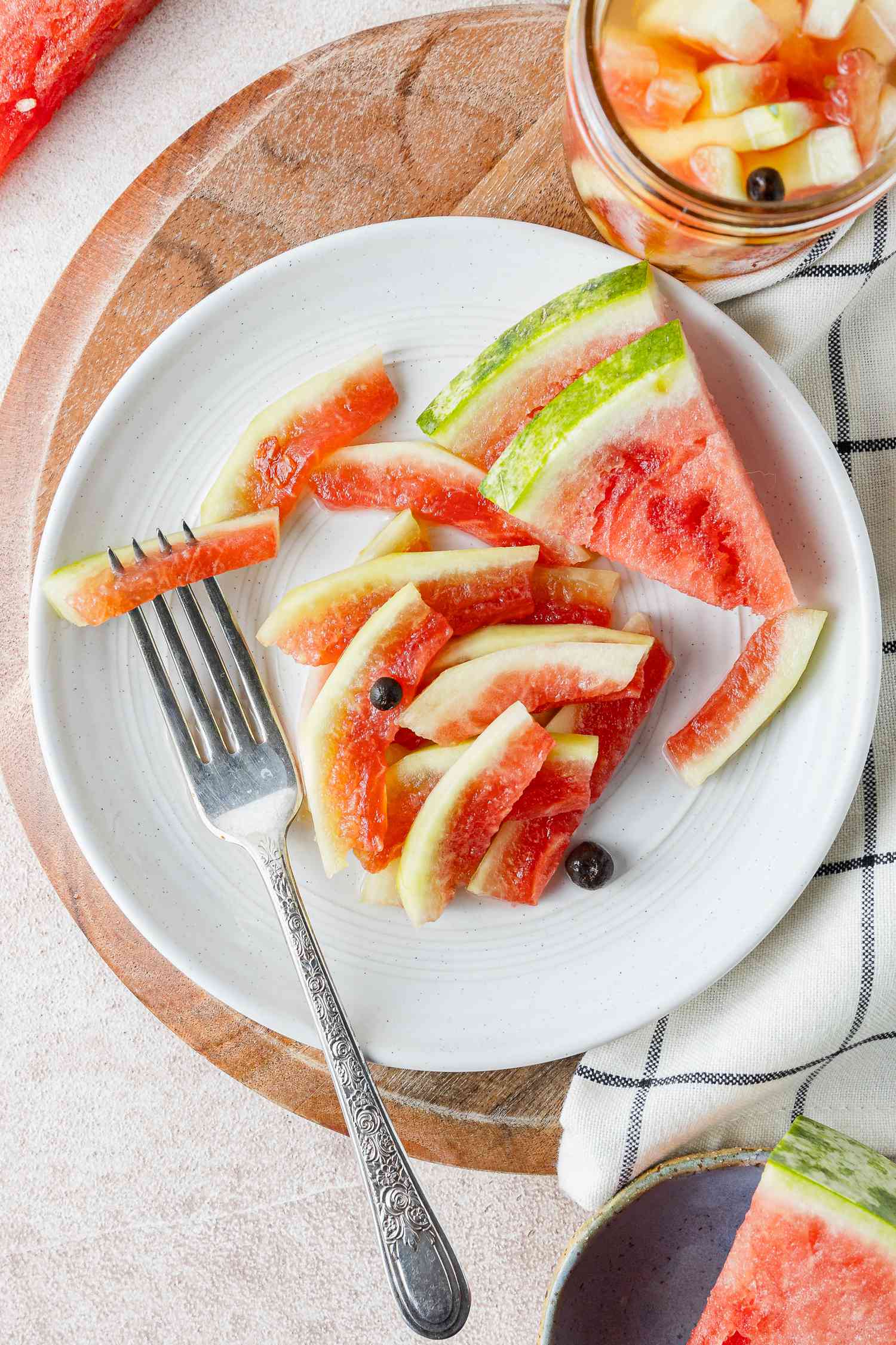 Pickled Watermelon Rinds on a Plate