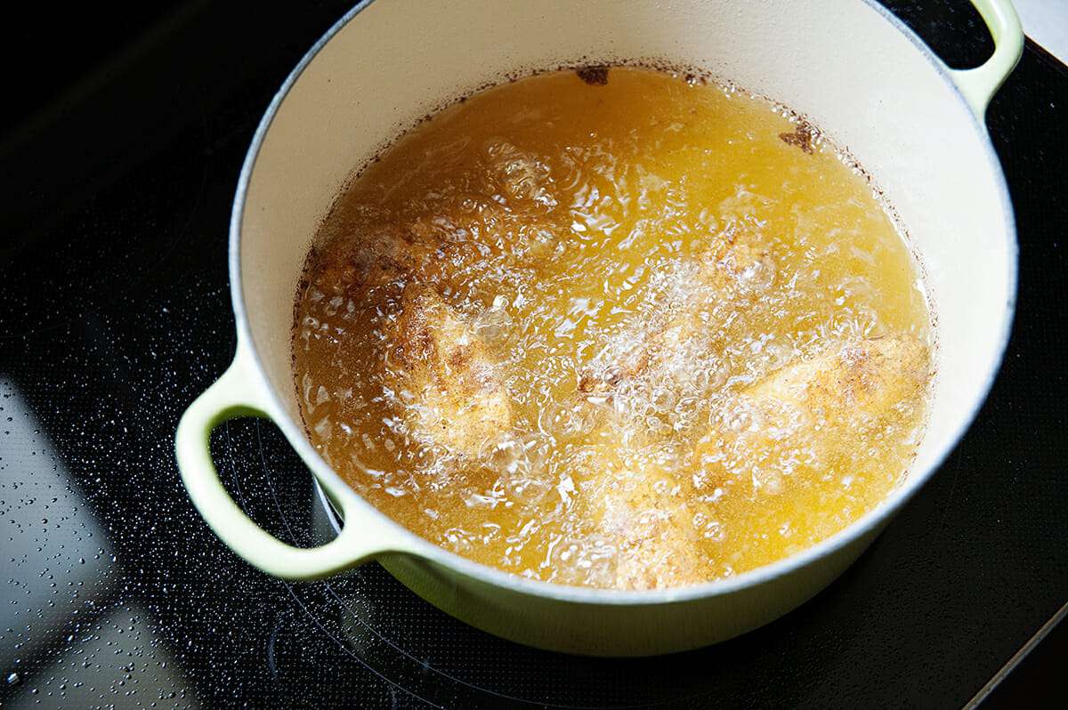 Breaded Fish Tacos - deep frying fish in oil