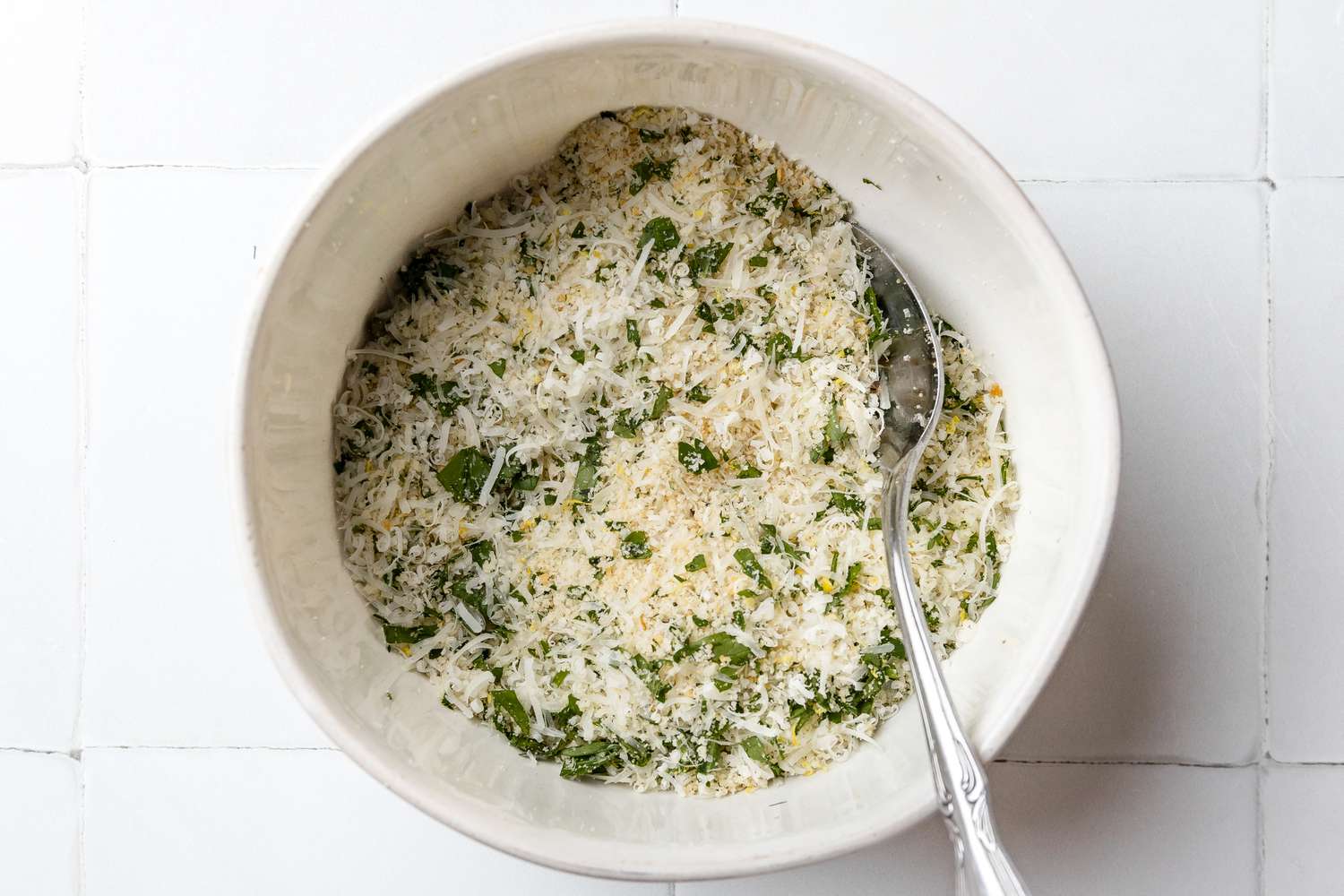 Bowl of Breadcrumb Mixture for Ottolenghi One-Pan Spaghetti Recipe