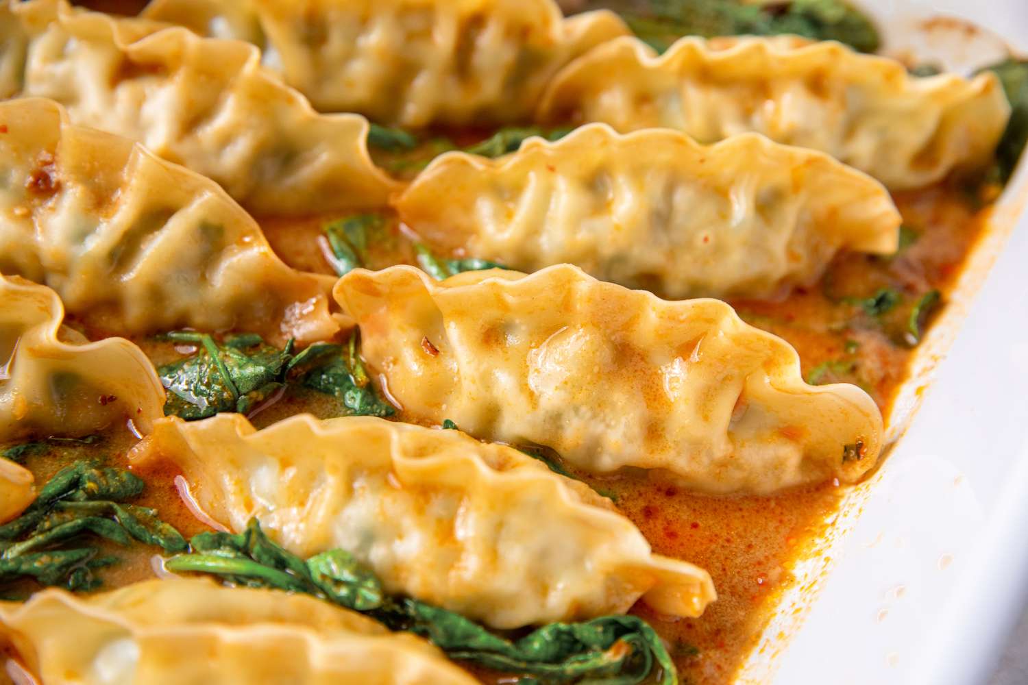 close up of Dumpling Bake With Peanut Butter Sauce