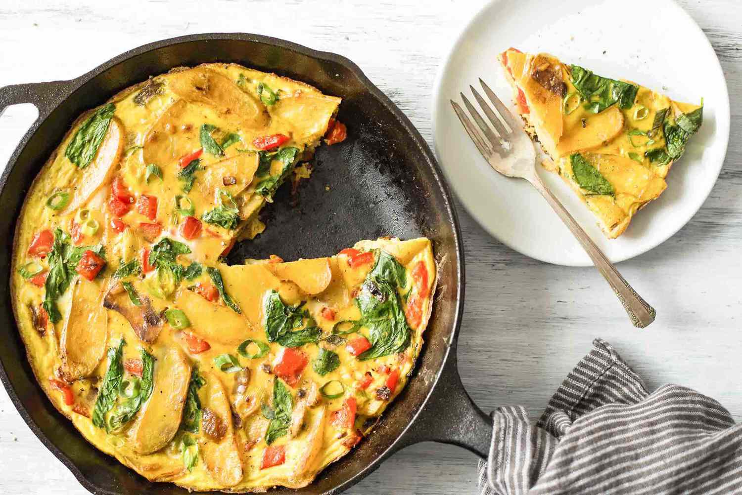 Frittata with Potatoes, Red Peppers, and Spinach