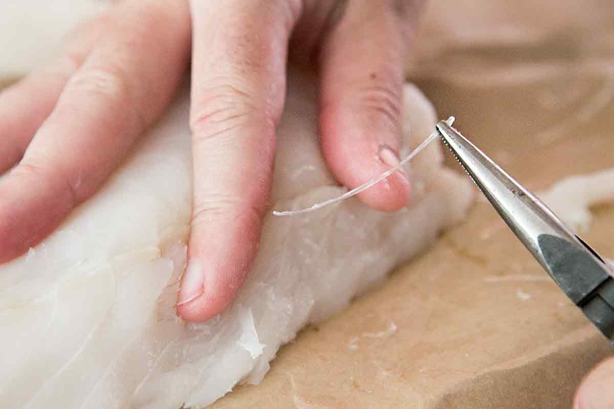 How to bake cod - removing pin bones with pliers prior to baking